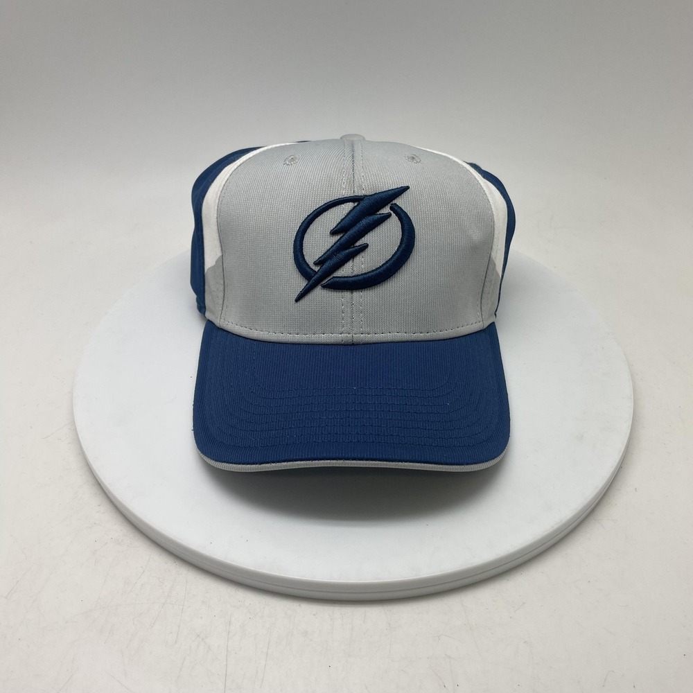 Tampa Bay Lightning Hat Cap Fitted Mens Blue‎ Gray NHL Hockey Reebok Superflex